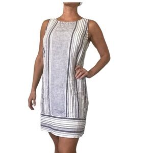 kenar linen Blue and White Striped Sleeveless Dress